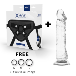 X RAY – ARNÊS + DILDO TRANSPARENTE 21 CM -O- 4 CM