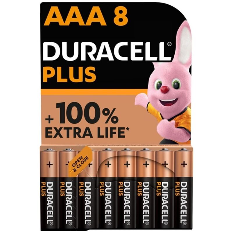 Ilhaerotica - DURACELL - BATERIA ALCALINA PLUS POWER 100 AAA LR03 8 UNIDADE