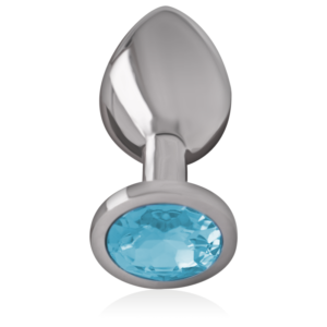 INTENSE – PLUG ANAL DE METAL DE ALUMÍNIO COM CRISTAL AZUL TAMANHO S