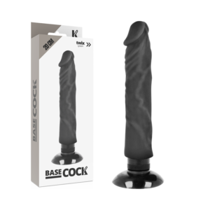 BASECOCK – VIBRADOR REALÍSTICO BASECOCK 2-1 PRETO 20 CM -O- 4 CM
