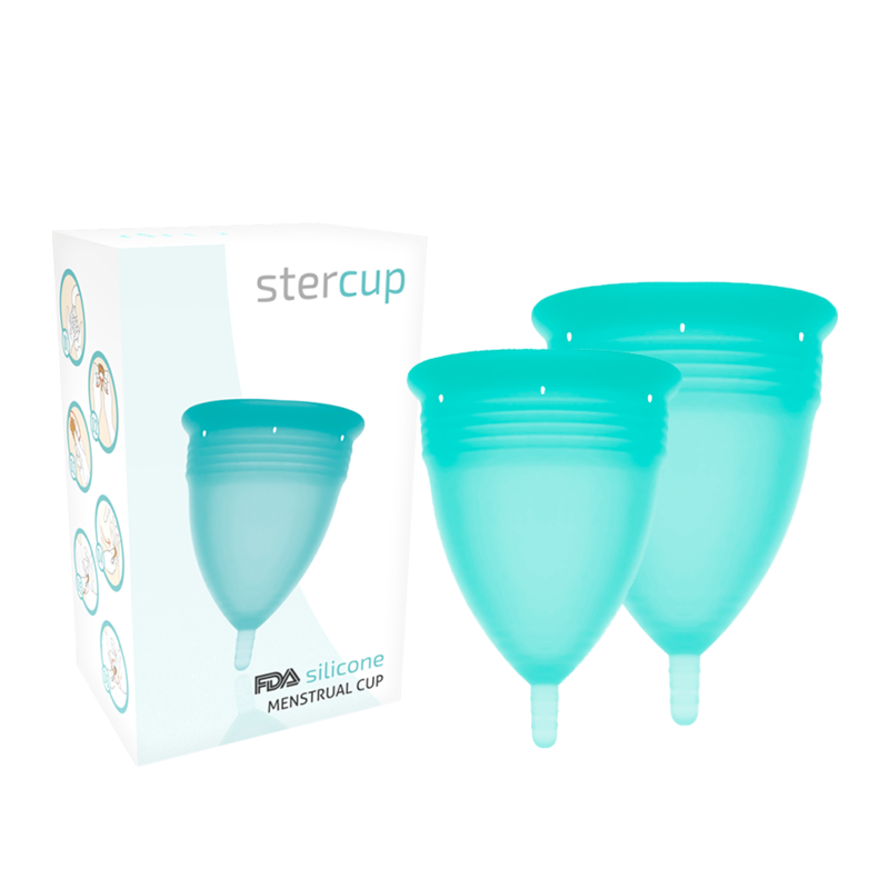 Ilhaerotica - STERCUP - PACOTE DE COPO MENSTRUAL DE SILICONE FDA TAMANHO S + L AQUAMARINE