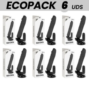 ECOPACK 6 UNIT – BASECOCK CONTROLE REMOTO VIBRADOR REALÍSTICO PRETO 20 CM -O- 4 CM