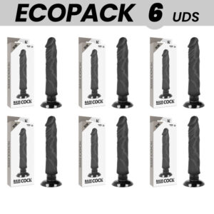 ECOPACK 6 UNIT – BASECOCK VIBRADOR REALÍSTICO BASECOCK 2-1 PRETO 20 CM -O- 4 CM