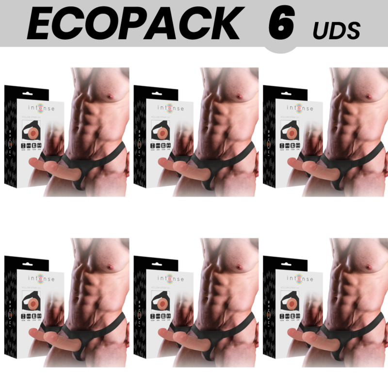 Ilhaerotica - ECOPACK 6 UNIDADES - INTENSE ARNÊS OCO COM DILDO 16 X 3 CM