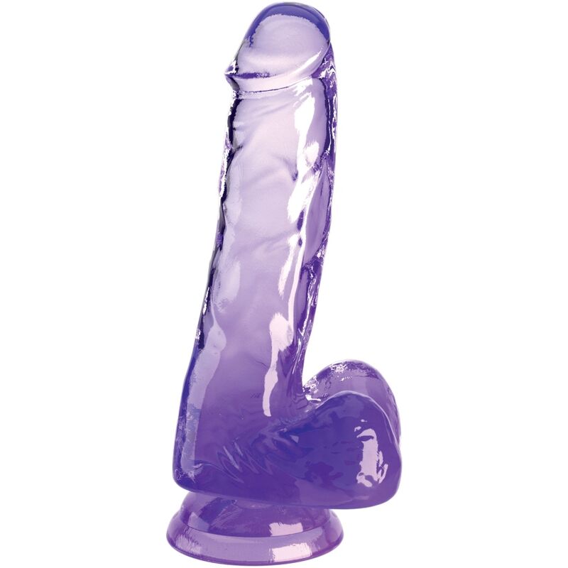 Ilhaerotica - KING COCK - CLEAR PÊNIS REALÍSTICO COM BOLAS 13.5 CM ROXO