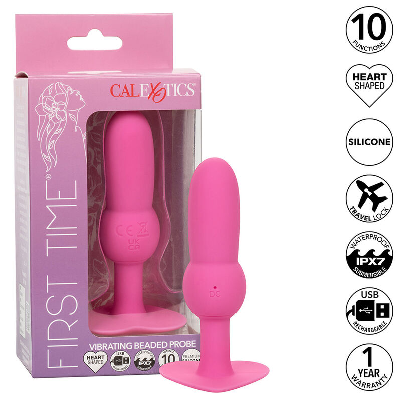 Ilhaerotica - CALEXOTICS - FIRST TIME PLUG ANAL SONDA DE CONTAS 10 VIBRAÇÕES ROSA