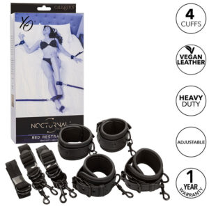CALEXOTICS – NOCTURNAL RESTRIÇÕES DE CAMA COURO AJUSTÁVEL PRETO