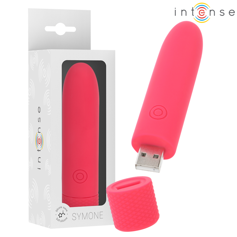 Ilhaerotica - INTENSE - SYMONE USB RECARREGÁVEL VIBRATÓRIA BULLET 8 VIBRAÇÕES VERMELHO 10 X 2