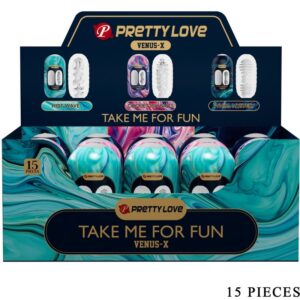 PRETTY LOVE – VENUS X 15 MASTURBADORES MASCULINOS DE SILICONE BRANCO