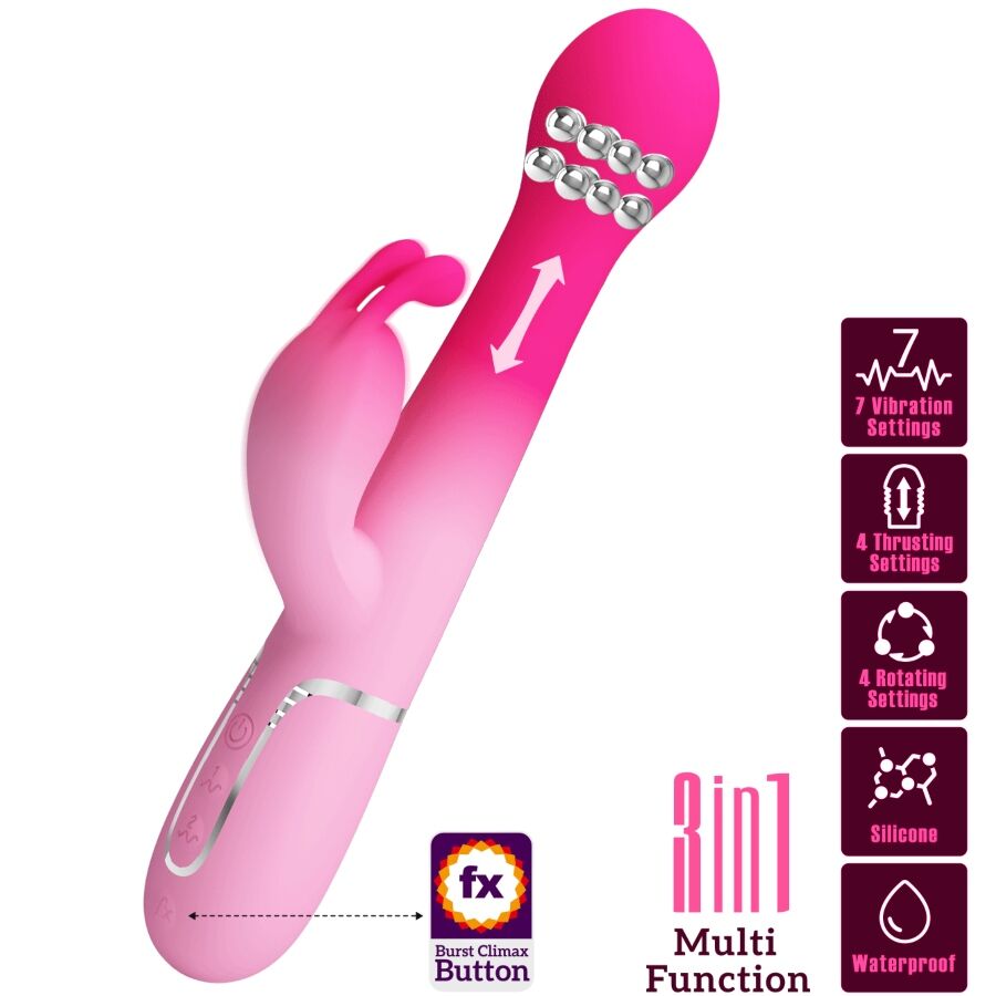Ilhaerotica - PRETTY LOVE - DEJON 3 EM 1 MULTIFUNCIONAL RABBIT VIBRADOR ROSA
