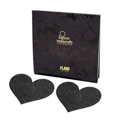 Ilhaerotica - BIJOUX - INDISCRETS FLASH BLACK HEART NIPPLE CUTS