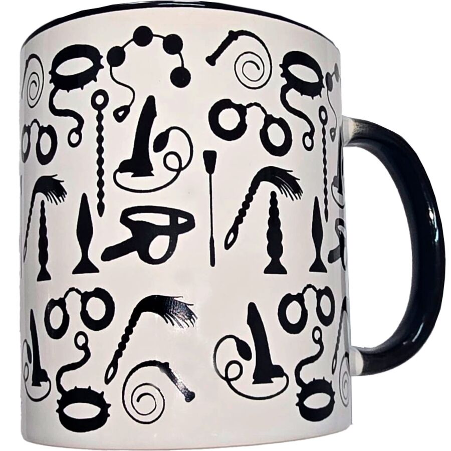 Ilhaerotica - DIABLO PICANTE - CANECA BONDAGE BRANCA COM ALÇA PRETA 370 ML