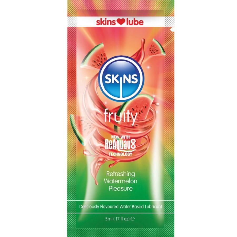 Ilhaerotica - SKINS - LUBRIFICANTE À BASE DE ÁGUA COM SABOR DE MELANCIA - DOSE ÚNICA DE 5 ML