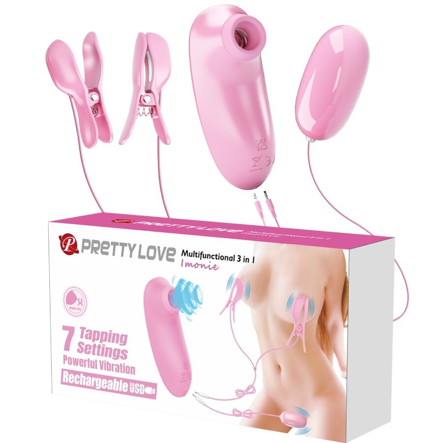 Ilhaerotica - PRETTY LOVE - IMONIE KIT MULTIFUNCIONAL 3 EM 1 COM VENTOSA