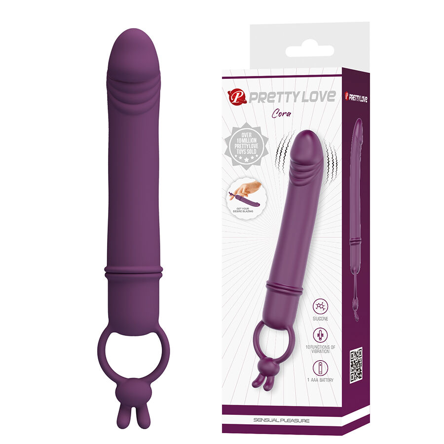 Ilhaerotica - PRETTY LOVE - CORA VIBRADOR EM FORMATO DE PÊNIS COM ANEL DE RESISTÊNCIA