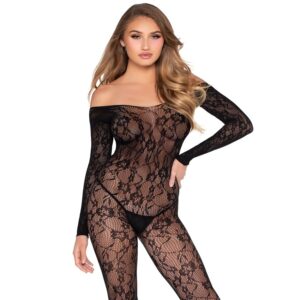 LEG AVENUE – 89366 BODY DE RENDA PRETO – TAMANHO ÚNICO