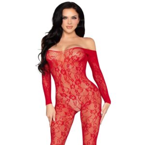 LEG AVENUE – 89366 BODY DE RENDA VERMELHA – TAMANHO ÚNICO