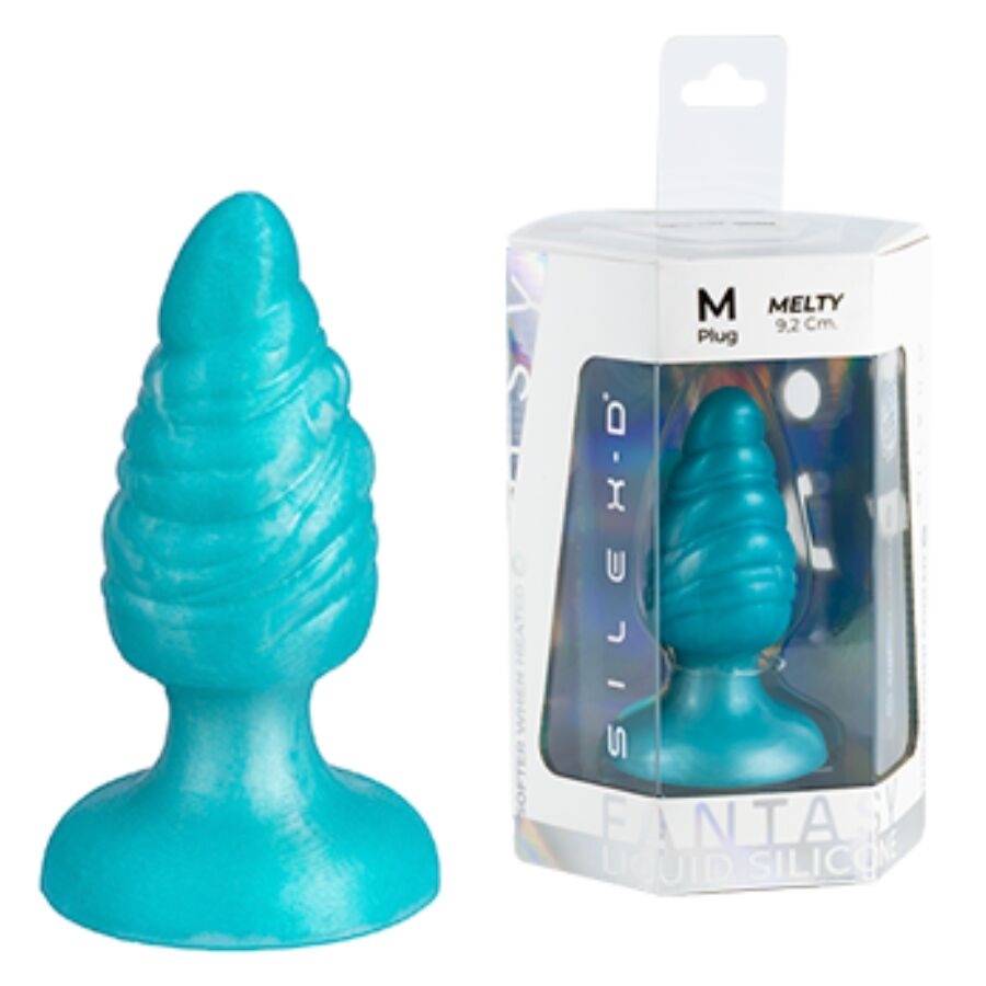 Ilhaerotica - SILEXD - MELTY PLUG ANAL DE DERRETIMENTO FANTASY DE SILICONE LÍQUIDO TERMOREATIVO AZUL CELESTIAL 9