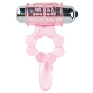 BAILE – ANEL DE SILICONE 10 RITMOS DE LÍNGUA COM VIBRAO ROSA