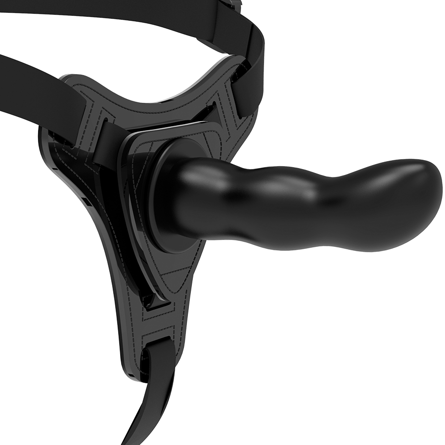Ilhaerotica - FETISH SUBMISSIVE HARNESS - SILICONE PRETO PONTO G 16 CM