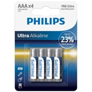 PHILIPS – BATERIA ULTRA ALCALINA AAA LR03 4 UNIDADE