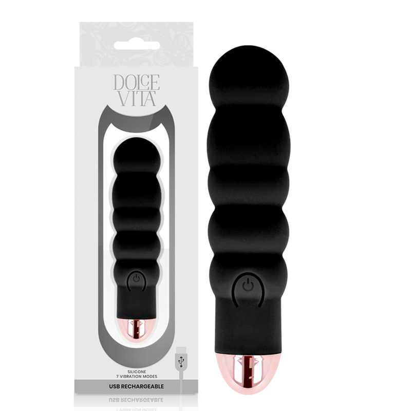 Ilhaerotica - DOLCE VITA - VIBRADOR RECARREGÁVEL SEIS PRETO 7 VELOCIDADES