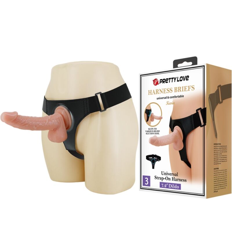 Ilhaerotica - PRETTY LOVE - ARNESS BRIEFS ARNÊS UNIVERSAL COM DILDO KEVIN 19 CM NATURAL