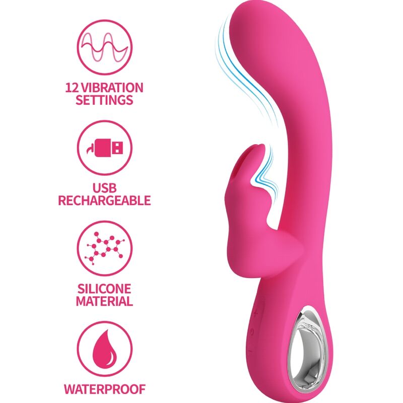 Ilhaerotica - PRETTY LOVE - NOVAK RABBIT VIBRADOR 12 VIBRAÇÕES ROSA