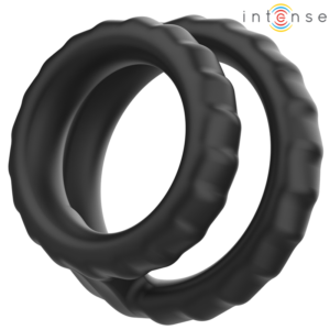 INTENSE – DEWEY ANEL DE PÊNIS DUPLO DE SILICONE PRETO MODELO 2