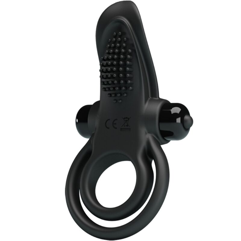Ilhaerotica - PRETTY LOVE - ANEL VIBRATÓRIO DUPLO + ESTIMULADOR DE CLITÓRIS 10 VIBRAÇÕES PRETO