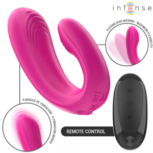 INTENSE – JANET DUAL ESTIMULADOR EM U E VIBRADOR COM CONTROLE REMOTO ROSA