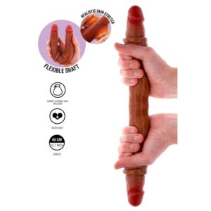 GET REAL – DILDO DE SILICONE DE DUAS PONTAS CARAMELO 40 CM