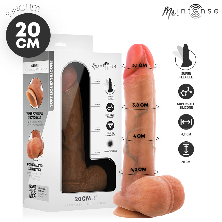 Ilhaerotica - MR INTENSE - GARY M PÊNIS DE SILICONE ULTRA-REALISTA COM TESTÍCULOS 20 CM -Ø- 4