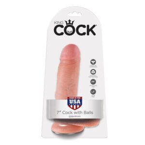 KING COCK – 7 CARNE DE DILDO COM BOLAS 17.8 CM