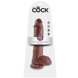 KING COCK – 10 DILDO CASTANHO COM BOLAS 25.4 CM