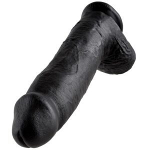 KING COCK – DILDO PRETO COM BOLAS 30.48 CM