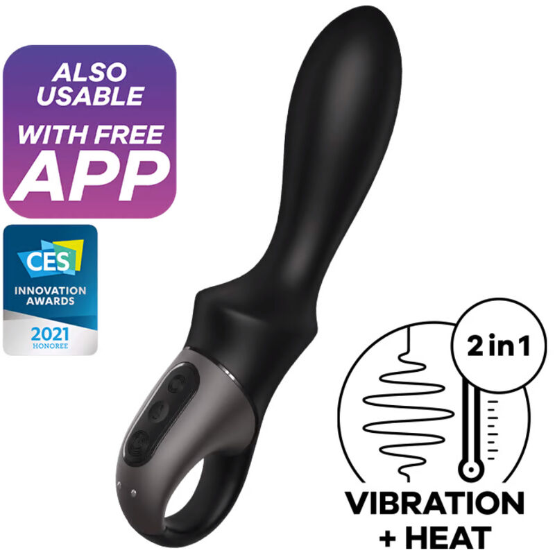 Ilhaerotica - SATISFYER - APLICATIVO VIBRADOR ANAL HEAT CLIMAX PRETO