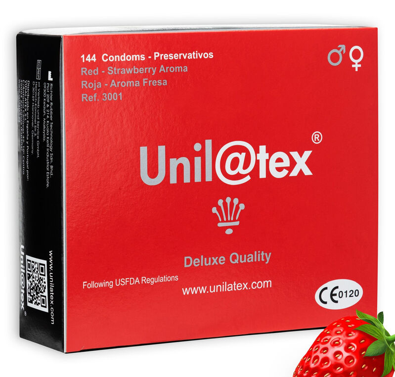 Ilhaerotica - UNILATEX - CONSERVANTES DE MORANGO / VERMELHO 144 UNIDADES
