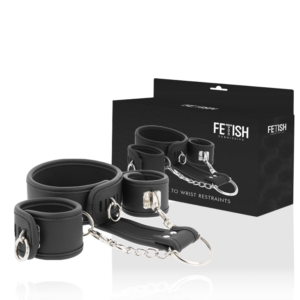 FETISH SUBMISSIVE – COLAR E ALGEMAS DE COURO VEGANO COM FORRO DE NOPRENE