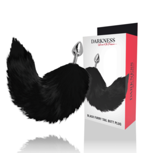 DARKNESS – PLUG ANAL PRATA 8 CM COM CAUDA PRETA