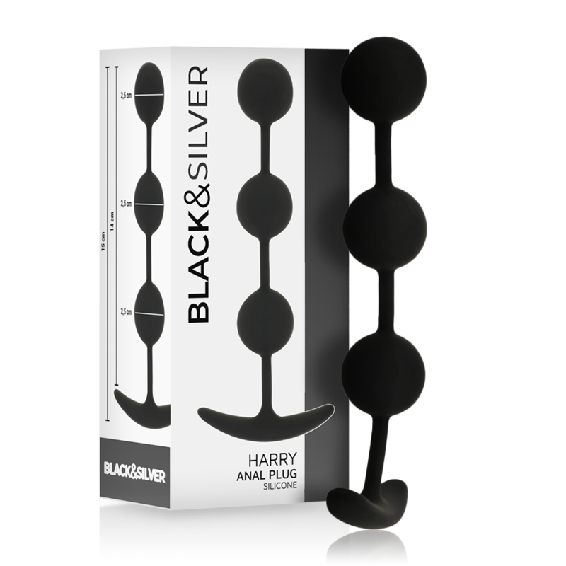 Ilhaerotica - BLACK&SILVER - ROSÁRIO ANAL HARRY 3 ESFERAS DE SILICONE 14 CM