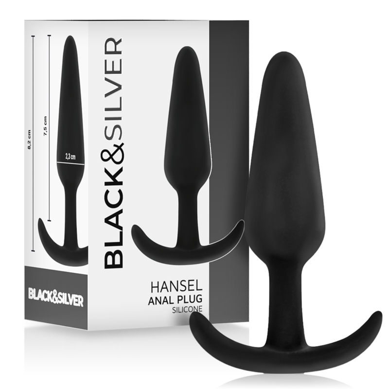 Ilhaerotica - BLACK&SILVER - PLUG ANAL DE SILICONE HANSEL COM CABO PEQUENO