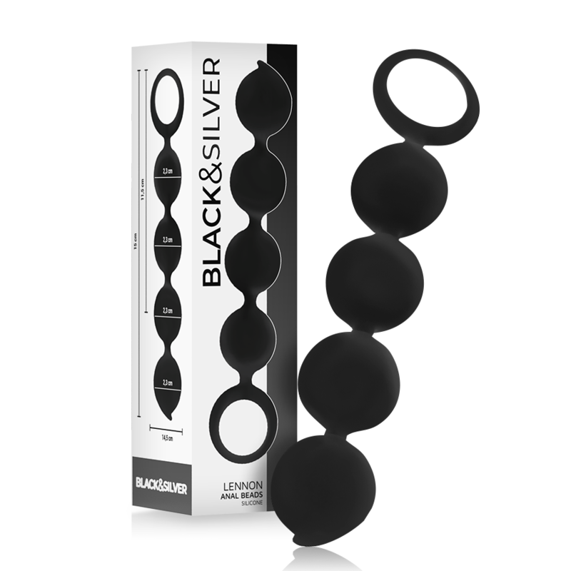 Ilhaerotica - BLACK&SILVER - ROSÁRIO ANAL LENNON 4 ESFERAS DE SILICONE 15 CM