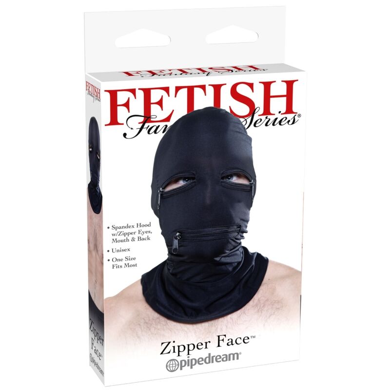 Ilhaerotica - FETISH FANTASY SERIES - CAPUZ COM ZÍPERS PRETO