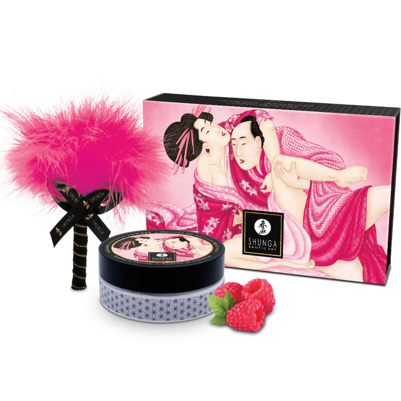 Ilhaerotica - SHUNGA - KIT DE PÓ DE MASSAGEM COMESTÍVEL FRAMBOESA