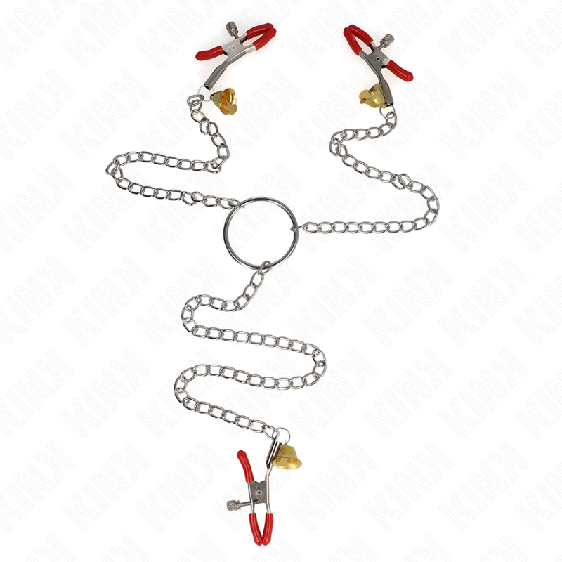 Ilhaerotica - KINK - BELL TRIPLE NIPPLE AND CLIT CAMPS VERMELHO COM CORRENTE 30 CM