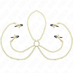 KINK – 4 PINÇAS DE BICO E CLITÓRITO AJUSTÁVEIS OURO