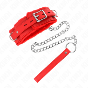 KINK – COLAR COM TRELA 65 CM COM RESTRIÇÕES VERMELHO 36-42 CM X 5,5 CM