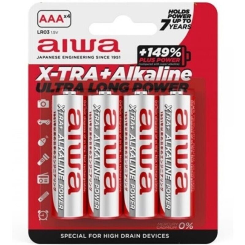Ilhaerotica - AIWA - X-TRA ALKALINE AAA BATERIA ALCALINA LR03 BLISTER*4