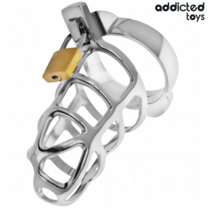 ADDICTED TOYS LOCKED – GAIOLA DE PÊNIS COM TRAVA DE PRATA TAMANHO M